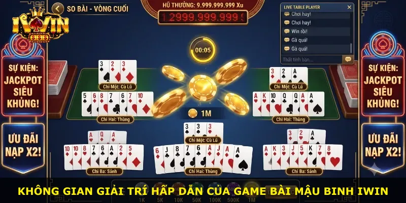 Không gian giải trí hấp dẫn của game bài Mậu binh iWin